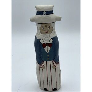 Vintage Hand Painted Oil Cloth Uncle Sam Americana Folk Art  By C L Condry